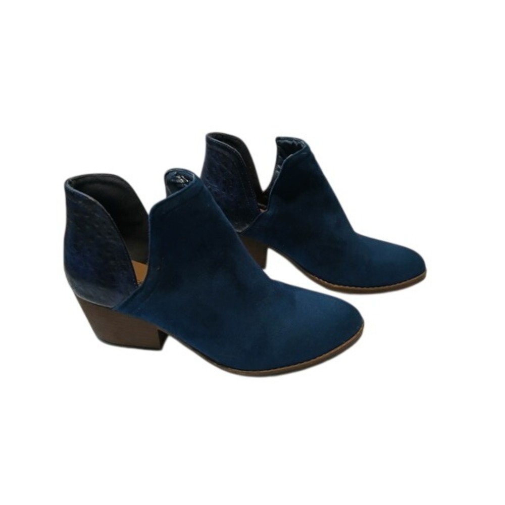 Boutique by Corkys Womens Blue Suede Cutout Ankle Booties Block Heel Size 41
